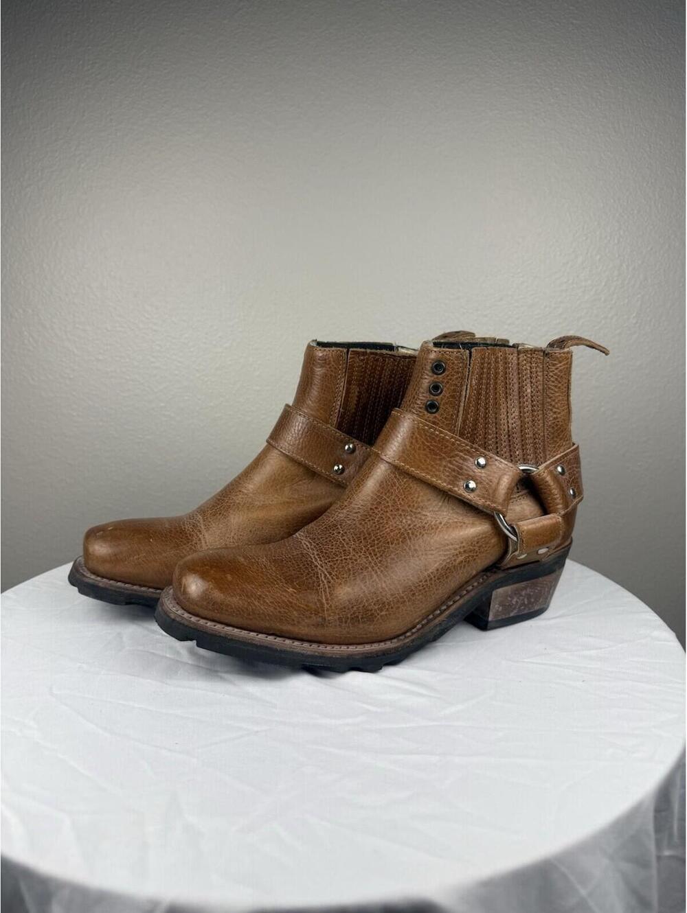 Freebird by Steven Whiskey Harness Ankle Boots Brown Leather Womens Size 9
